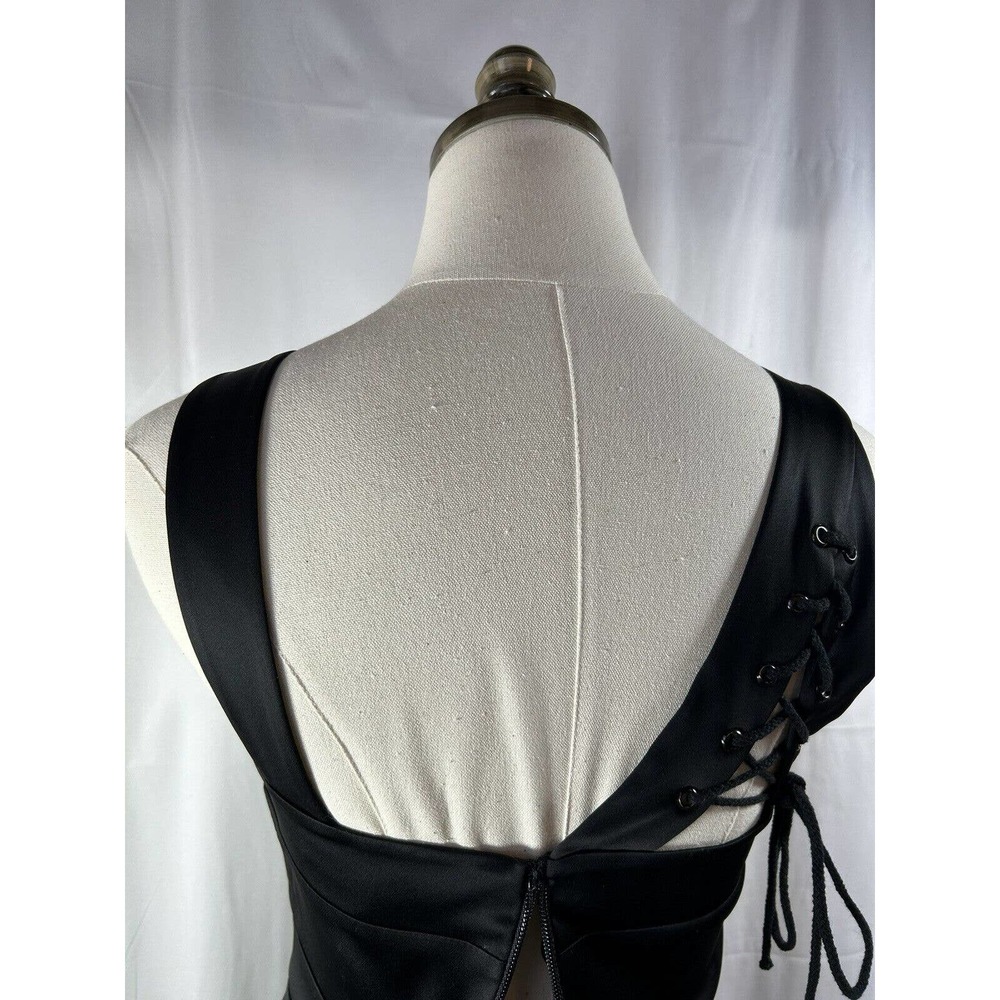 Women BCBG MAXAZRIA Rare Sexy Peplum Lace Up Black Dress New $298 Size 4 - Picture 6 of 10
